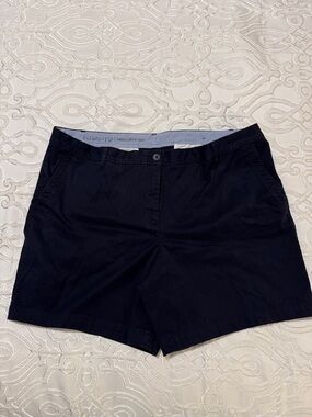 Talbots Navy Mid-Rise Cotton Bermudas